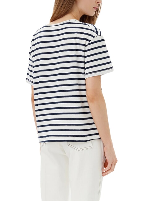 TH Relaxed fit T-shirt with V-neck breton ecru/dark night navy stp - T-shirt