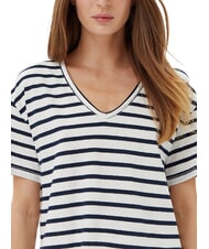 TOMMY HILFIGER TH Relaxed fit T-shirt with V-neck breton ecru/dark night navy stp - T-shirt - 3