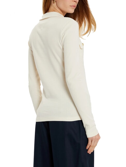 TH Slim fit long-sleeved polo shirt ivory petal - Polo shirt