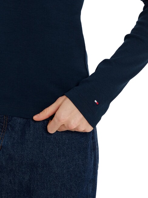 TH Slim fit long-sleeved polo shirt dark night navy - Polo shirt