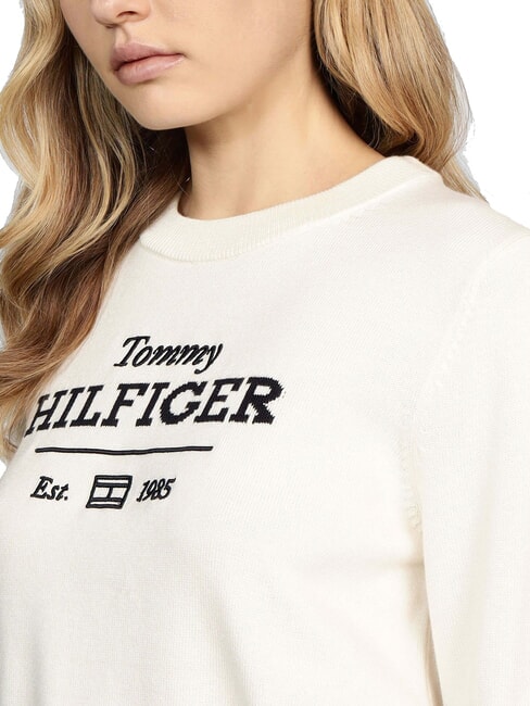 TH Crew neck sweater with logo ivory petal - Women's Sweaters