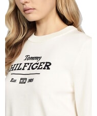 TOMMY HILFIGER TH Crew neck sweater with logo ivory petal - Women's Sweaters - 2