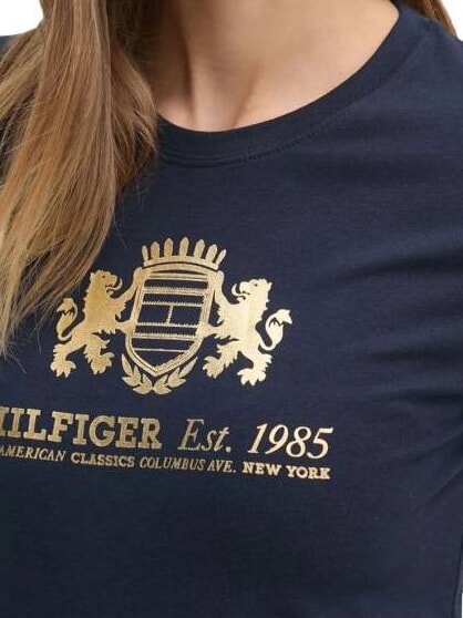 VARSITY Slim fit women's t-shirt with print dark night navy - T-shirt