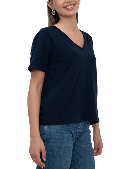 TH Relaxed fit V-neck T-shirt dark night navy - T-shirt