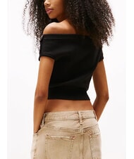 TOMMY HILFIGER TH JEANS Cropped sweater with cap sleeves - T-shirt