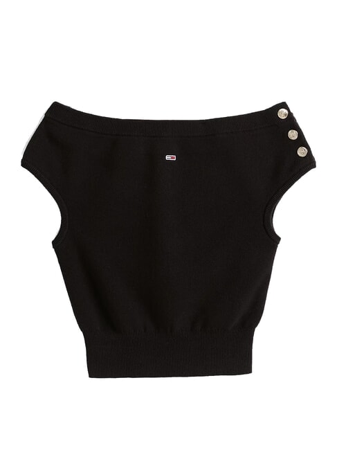 TH JEANS Cropped sweater with cap sleeves black - T-shirt