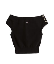 TOMMY HILFIGER TH JEANS Cropped sweater with cap sleeves black - T-shirt - 4