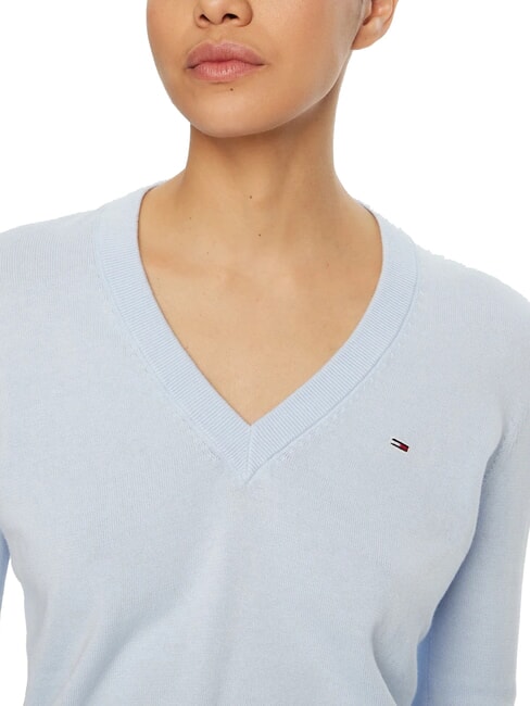 TH JEANS Women's V-neck cotton sweater sweet blue - Women's Sweaters