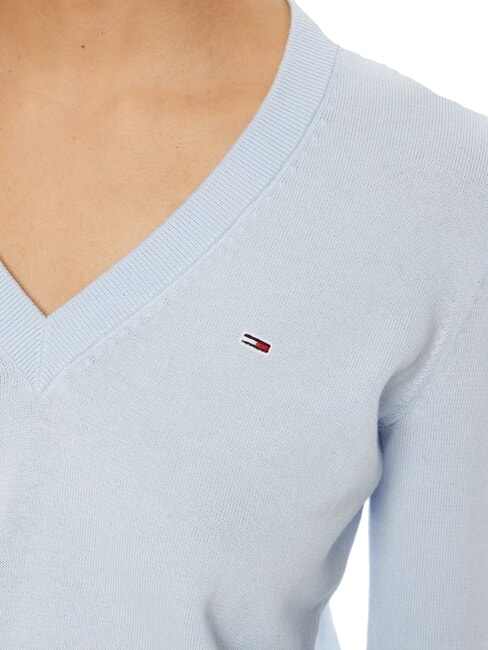 TH JEANS Women's V-neck cotton sweater sweet blue - Women's Sweaters