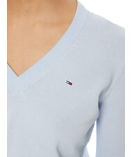 TOMMY HILFIGER TH JEANS Women's V-neck cotton sweater sweet blue - Women's Sweaters - 4