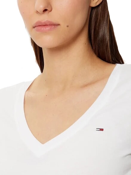 TH JEANS Short-sleeved V-neck T-shirt white - T-shirt