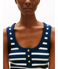 TOMMY HILFIGER HENLEY 3-button tank top dark night navy white breton stripe - T-shirt - 3