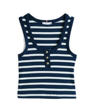 TOMMY HILFIGER HENLEY 3-button tank top dark night navy white breton stripe - T-shirt - 4