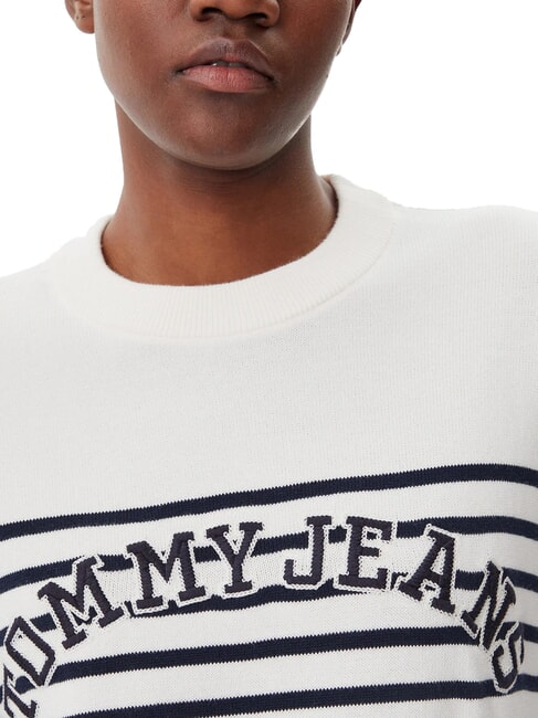 VARSITY Cotton crew neck sweater with logo ancient white - Women's Sweaters