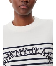 TOMMY HILFIGER VARSITY Cotton crew neck sweater with logo ancient white - Women's Sweaters - 3