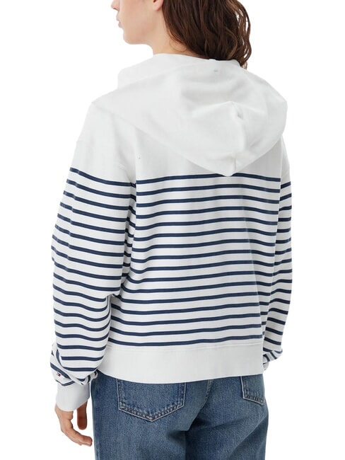 SCRIPT LOGO Full-zip cotton hoodie ecru / navy stripe - Women's Sweatshirts