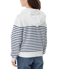 TOMMY HILFIGER SCRIPT LOGO Full-zip cotton hoodie ecru / navy stripe - Women's Sweatshirts - 2