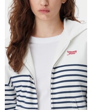 TOMMY HILFIGER SCRIPT LOGO Full-zip cotton hoodie ecru / navy stripe - Women's Sweatshirts - 3