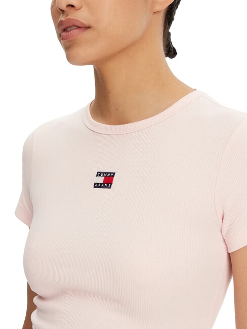 TH JEANS Ribbed short-sleeved T-shirt precious pink - T-shirt