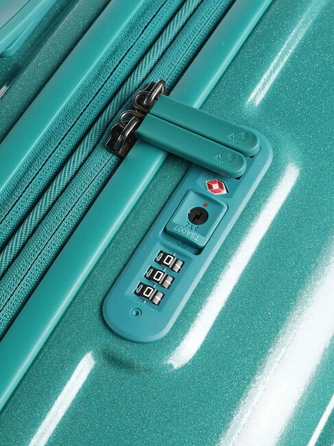 LOGODUCK Medium Trolley, Expandable glitter green - Rigid Trolley Cases