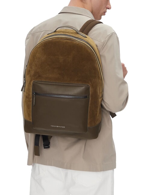 TH CASUAL SUEDE Leather backpack for 15" laptop coastal taupe - Laptop backpacks