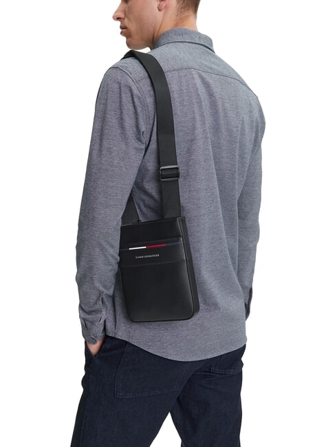 TH FOUNDATION Small flat nylon bag black - Over-the-shoulder Bags for Men