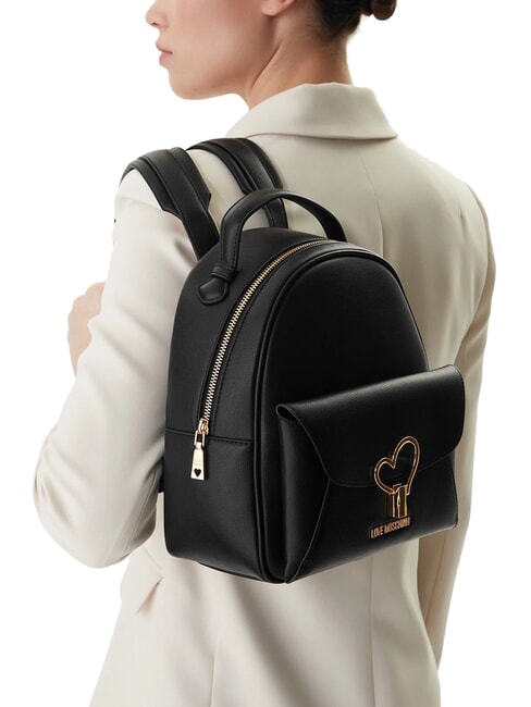HEART TURNLOCK Backpack with pocket Black - Women&rsquo;s Bags