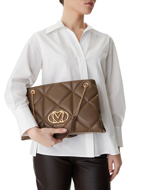 EMBOSSED Shoulder bag with chain handles mud - Women&rsquo;s Bags