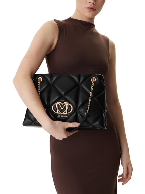EMBOSSED Shoulder bag with chain handles Black - Women&rsquo;s Bags