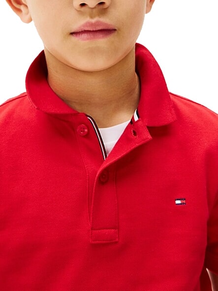TH KIDS Short-sleeved cotton polo shirt primary red - Child T-shirt