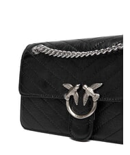 PINKO LOVE ONE LIGHT Mini quilted leather bag black limousine - matt silver - Women&rsquo;s Bags - 3