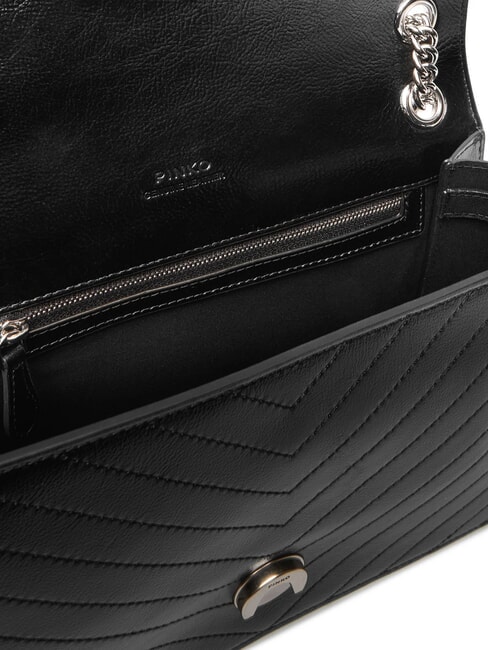 LOVE ONE LIGHT Medium quilted leather bag black limousine - matt silver - Women&rsquo;s Bags