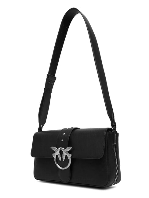 LOVE ONE Leather shoulder bag black limousine - matt silver - Women&rsquo;s Bags