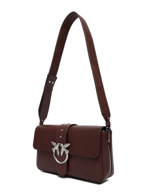 LOVE ONE Leather shoulder bag brown chestnut matt silver - Women&rsquo;s Bags