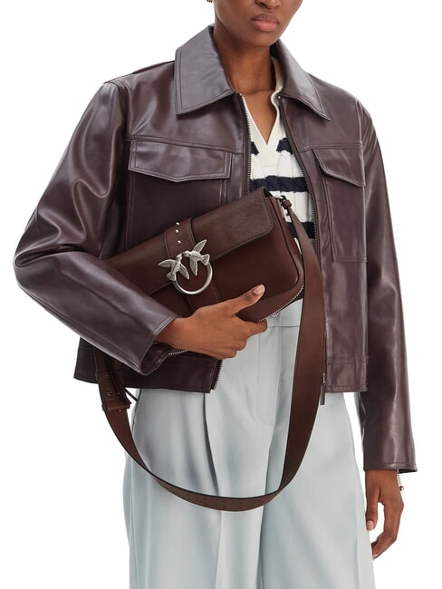 LOVE ONE Leather shoulder bag brown chestnut matt silver - Women&rsquo;s Bags