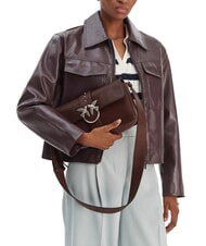 PINKO LOVE ONE Leather shoulder bag brown chestnut matt silver - Women&rsquo;s Bags - 6