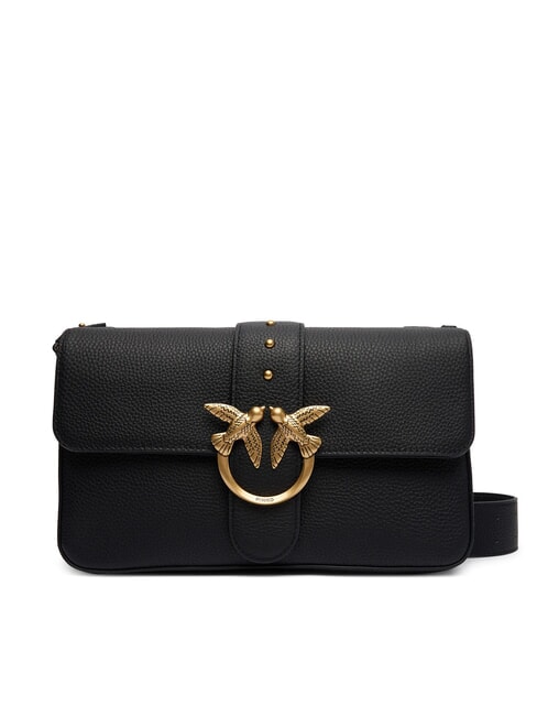 LOVE ONE Leather shoulder bag with flap black-antique gold - Women&rsquo;s Bags