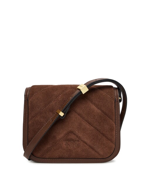 LOVE BOX Suede leather shoulder bag brown chestnut matt gold - Women&rsquo;s Bags