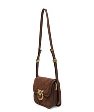 PINKO LOVE BOX Suede leather shoulder bag brown chestnut matt gold - Women&rsquo;s Bags - 4