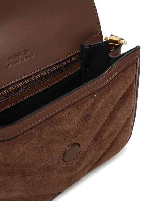 LOVE BOX Suede leather shoulder bag brown chestnut matt gold - Women&rsquo;s Bags