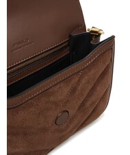 PINKO LOVE BOX Suede leather shoulder bag brown chestnut matt gold - Women&rsquo;s Bags - 6