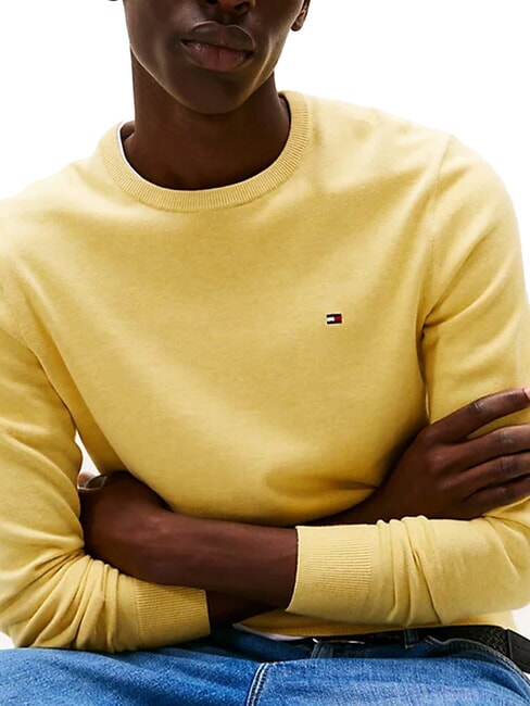 TH Micro logo crew neck sweater citronella heather - Men's Sweaters