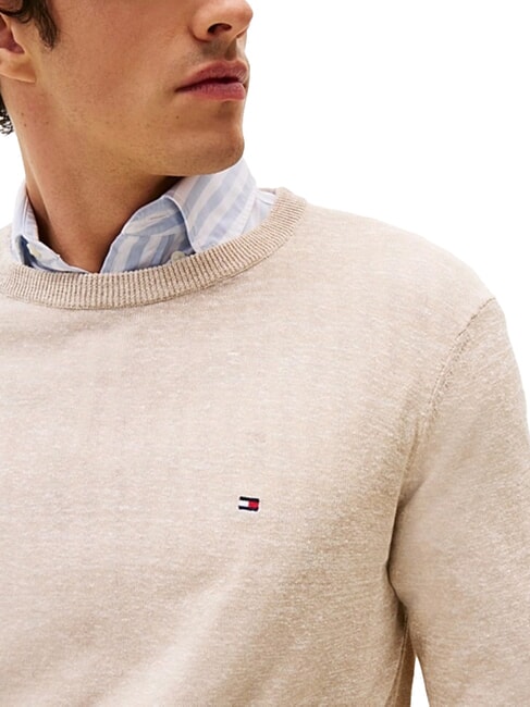 TH Linen blend crew neck sweater afterglow / pink sand logo - Men's Sweaters