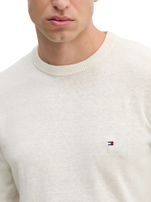 TH Linen blend crew neck sweater ivory petal - Men's Sweaters