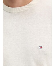 TOMMY HILFIGER TH Linen blend crew neck sweater ivory petal - Men's Sweaters - 4