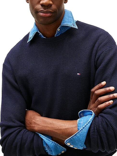 TH Crew neck cotton sweater desert sky - Men's Sweaters