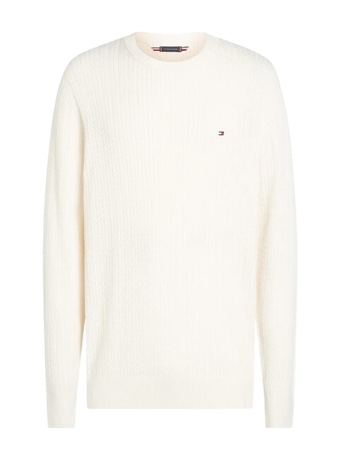 TH Cable knit crew neck sweater ivory petal - Men's Sweaters