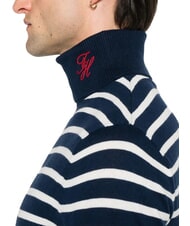 TOMMY HILFIGER TH Cotton blend turtleneck sweater dark night navy white breton stripe - Men's Sweaters - 3