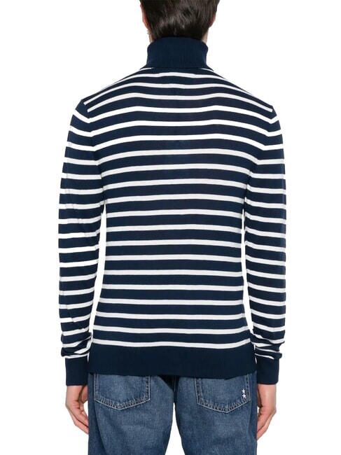 TH Cotton blend turtleneck sweater dark night navy white breton stripe - Men's Sweaters