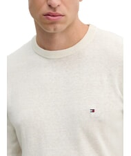 TOMMY HILFIGER TH Linen blend crew neck sweater ivory petal - Men's Sweaters - 3